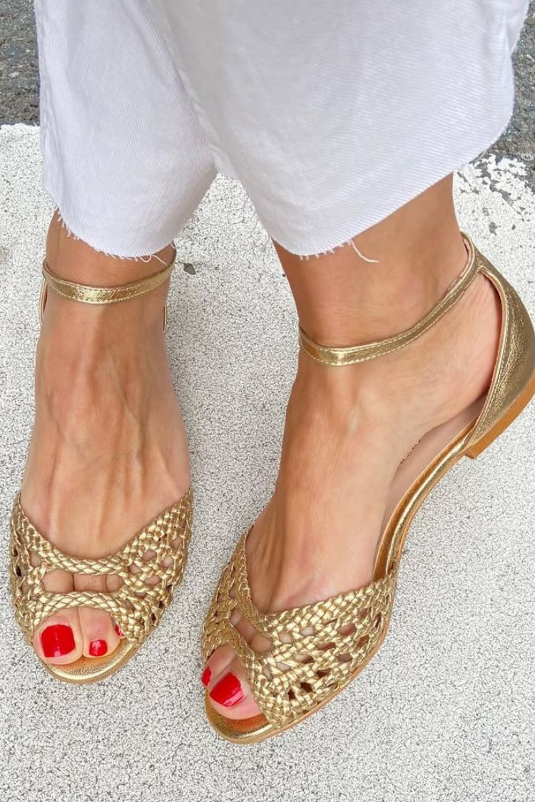 Isadora | Woven Gold Sandals – view 3