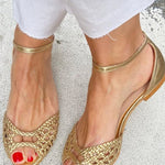 Isadora | Woven Gold Sandals – view 3