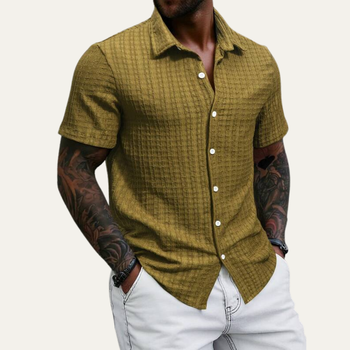 The Ashland Ridge Men’s Summer Textured Button-Up Shirt – view 6