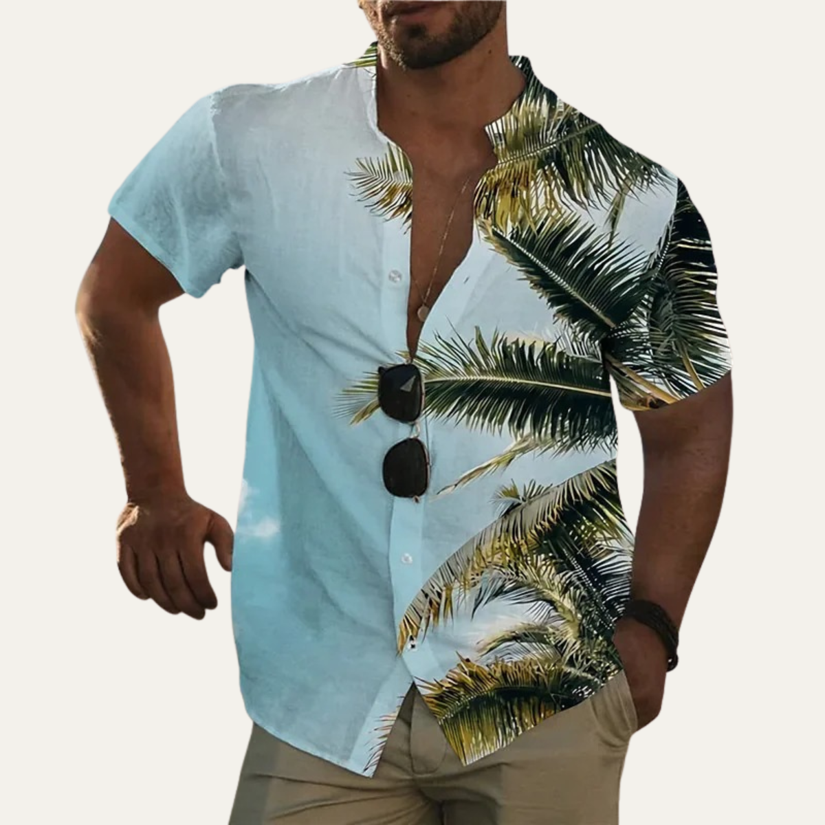 The Cedarforest Men’s Casual Tropical Coconut Print Hawaiian Beach Shirt – view 6