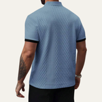 The Brookside Park Men’s Classic Textured Polo Shirt with Contrast Collar – view 6