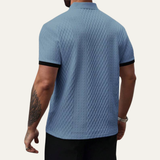 The Brookside Park Men’s Classic Textured Polo Shirt with Contrast Collar – view 6