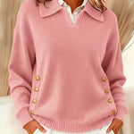 Vynette V-neck jumper with collar, second colourway | Ellie Dublin