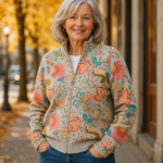 Mella vintage flower garden zip cardigan for women | Ellie Dublin