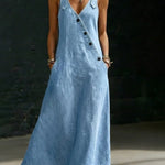 Lalie | Long Button-Up Denim Dress – view 2