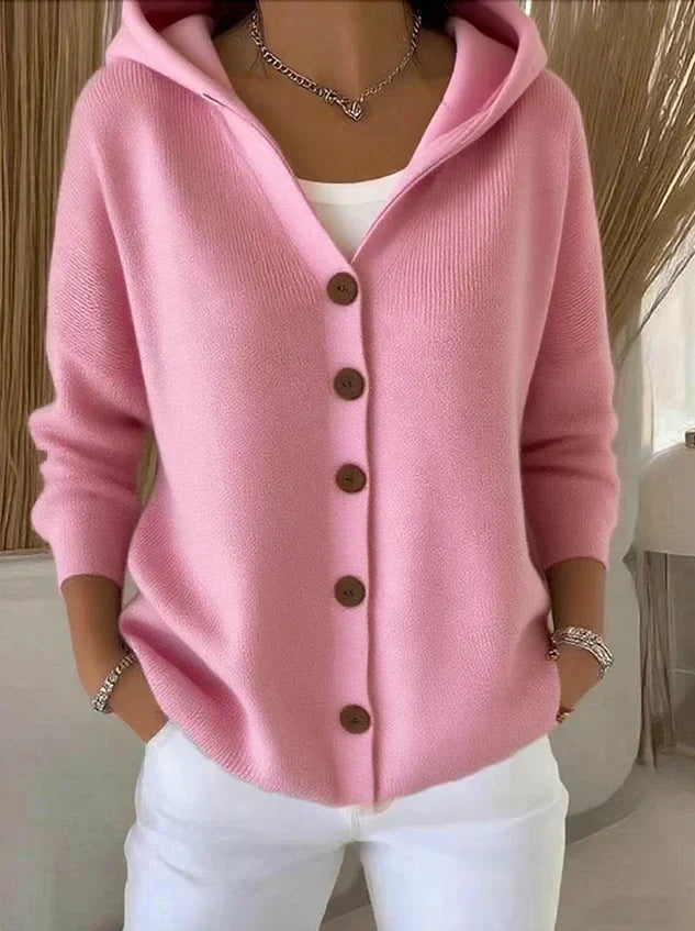 Darienne hooded button-up knit cardigan | Ellie Dublin