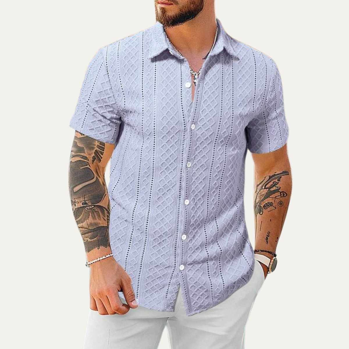 The Foxbrook Men’s Soft Textured Button-Up Shirt – view 7