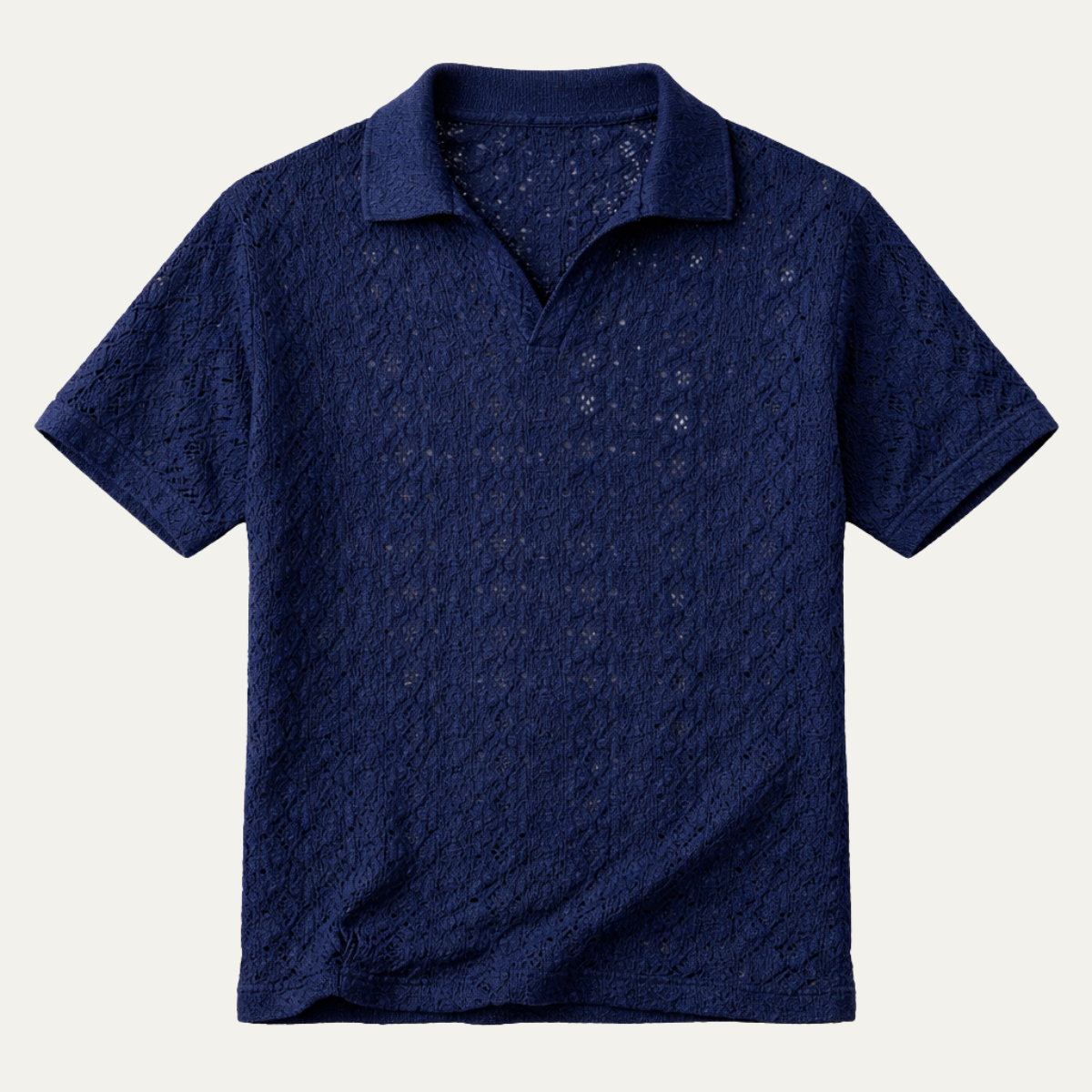 The Glenridge Hill Men’s Bohemian Crochet Mesh Shirt – Navy Blue