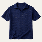 The Glenridge Hill Men’s Bohemian Crochet Mesh Shirt – Navy Blue