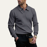 The Ironcrest Hill Men’s Casual Long Sleeve Ribbed Knit Polo Shirt – view 7