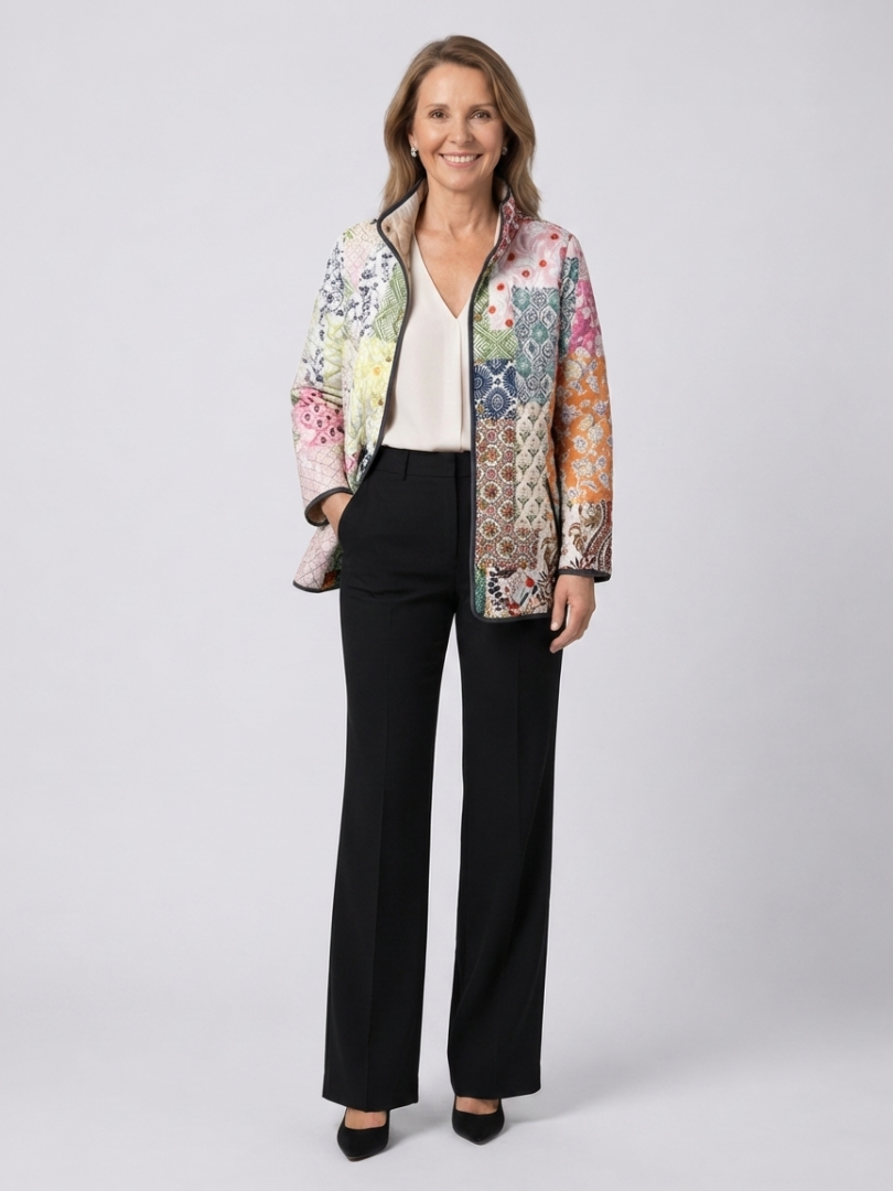 Colleen bohemian mosaic quilted jacket for women | Ellie Dublin