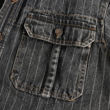 The Oakcrest Men’s Vintage Washed Vertical Stripe Denim Shirt Jacket – Dark Blue – view 5