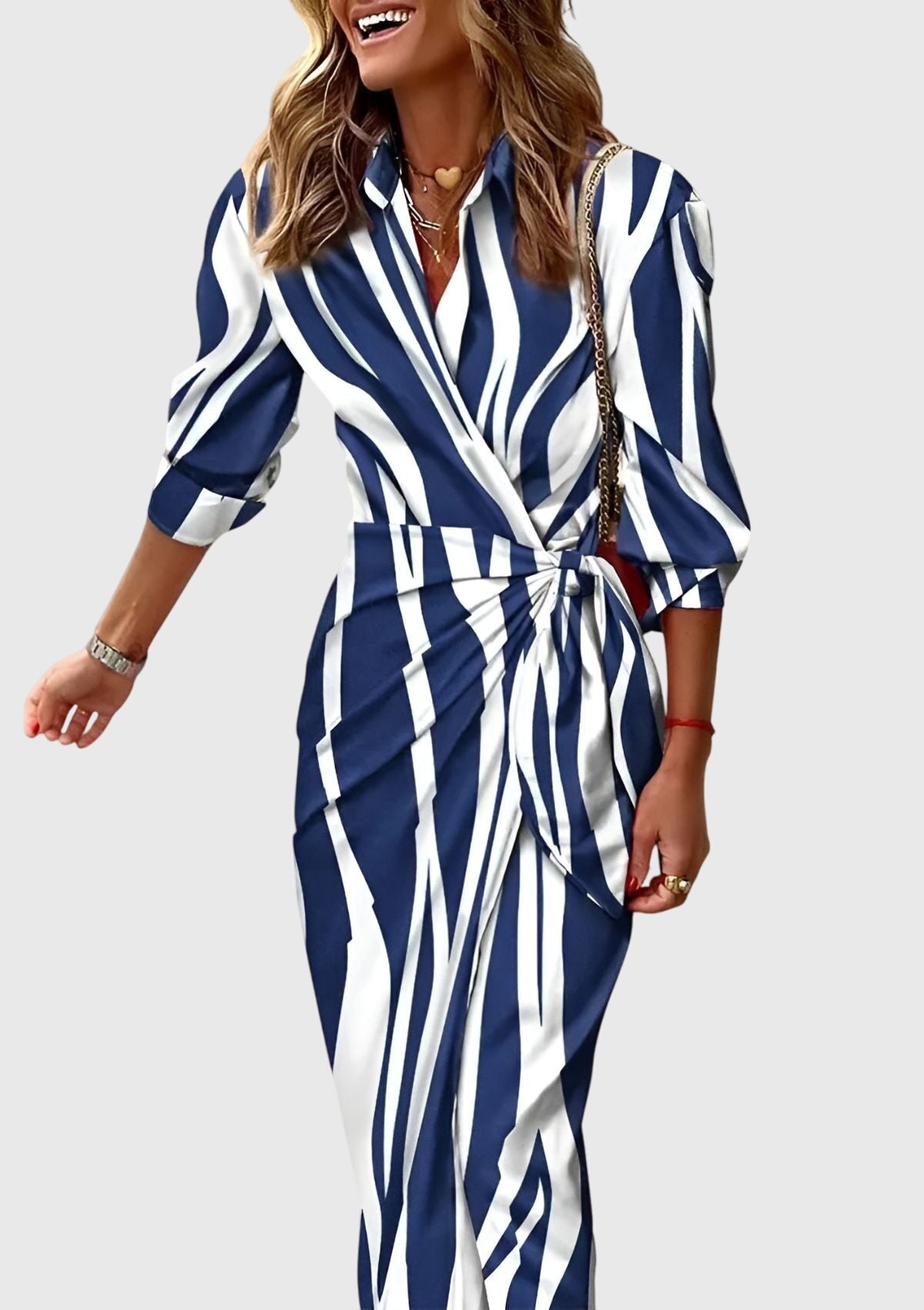 Everly | Elegant Wrap Dress with Print – view 11