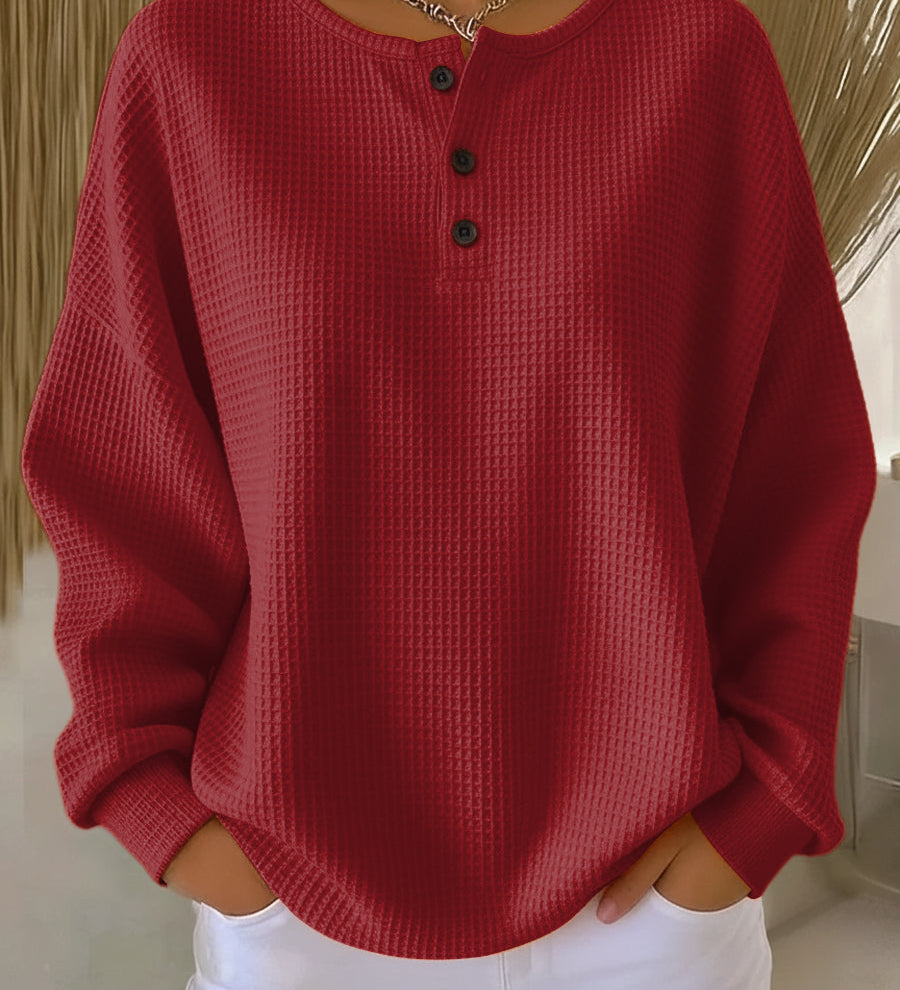 Mirabel waffle henley sweatshirt, third colourway | Ellie Dublin