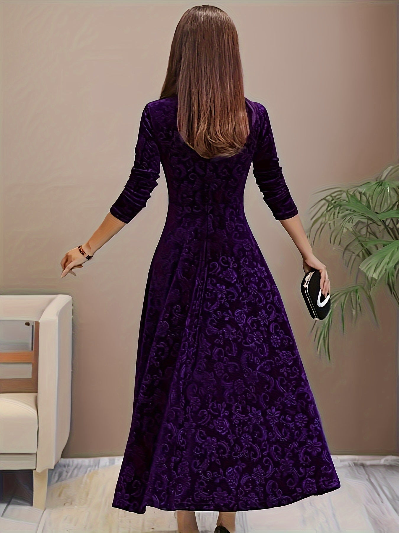 Julie | Elegant Patterned Maxi Dress – view 7