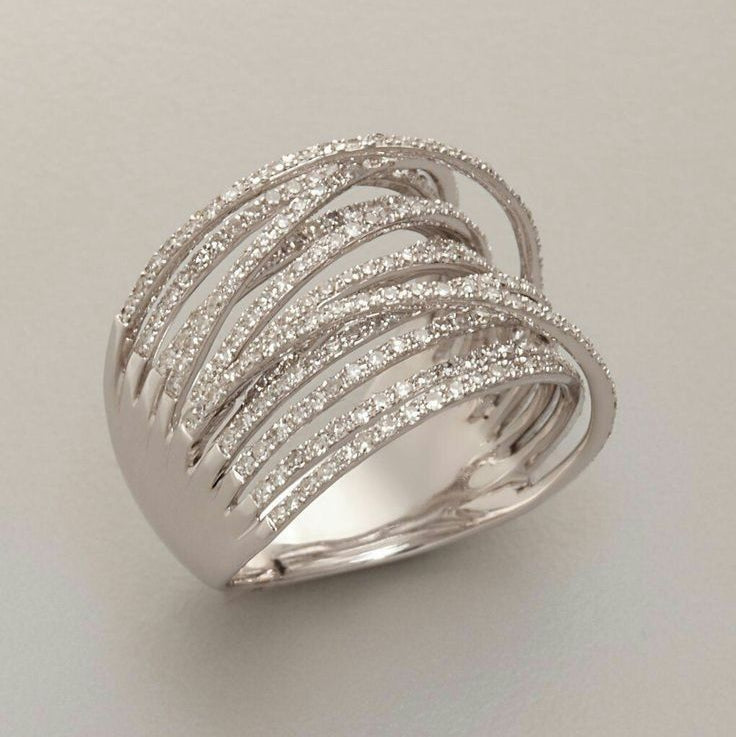 Retro Silver Stacked Zirconia Ring – view 2