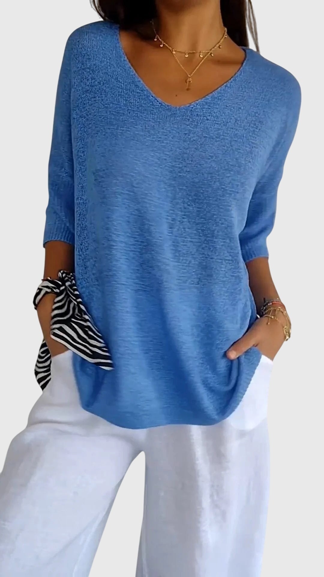 Caroline | Stylish V-Neck Blouse – view 3