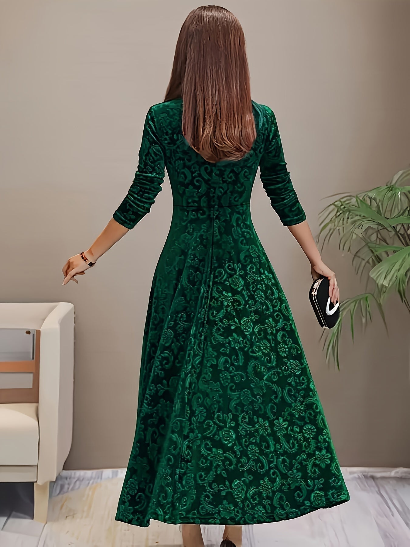 Julie | Elegant Patterned Maxi Dress – view 11