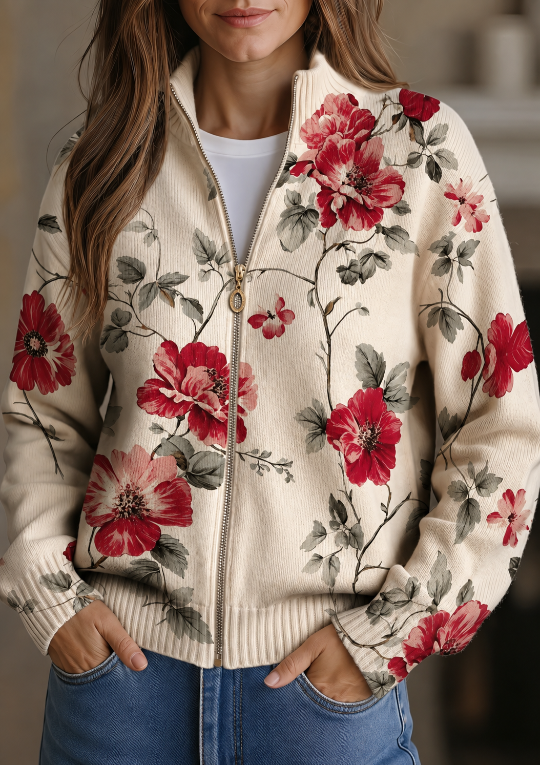 Iseult vintage rose zip cardigan for women | Ellie Dublin
