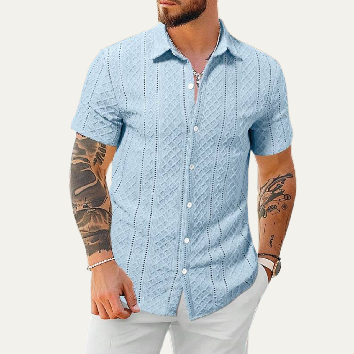 The Ashland Ridge Men’s Summer Textured Button-Up Shirt – view 8