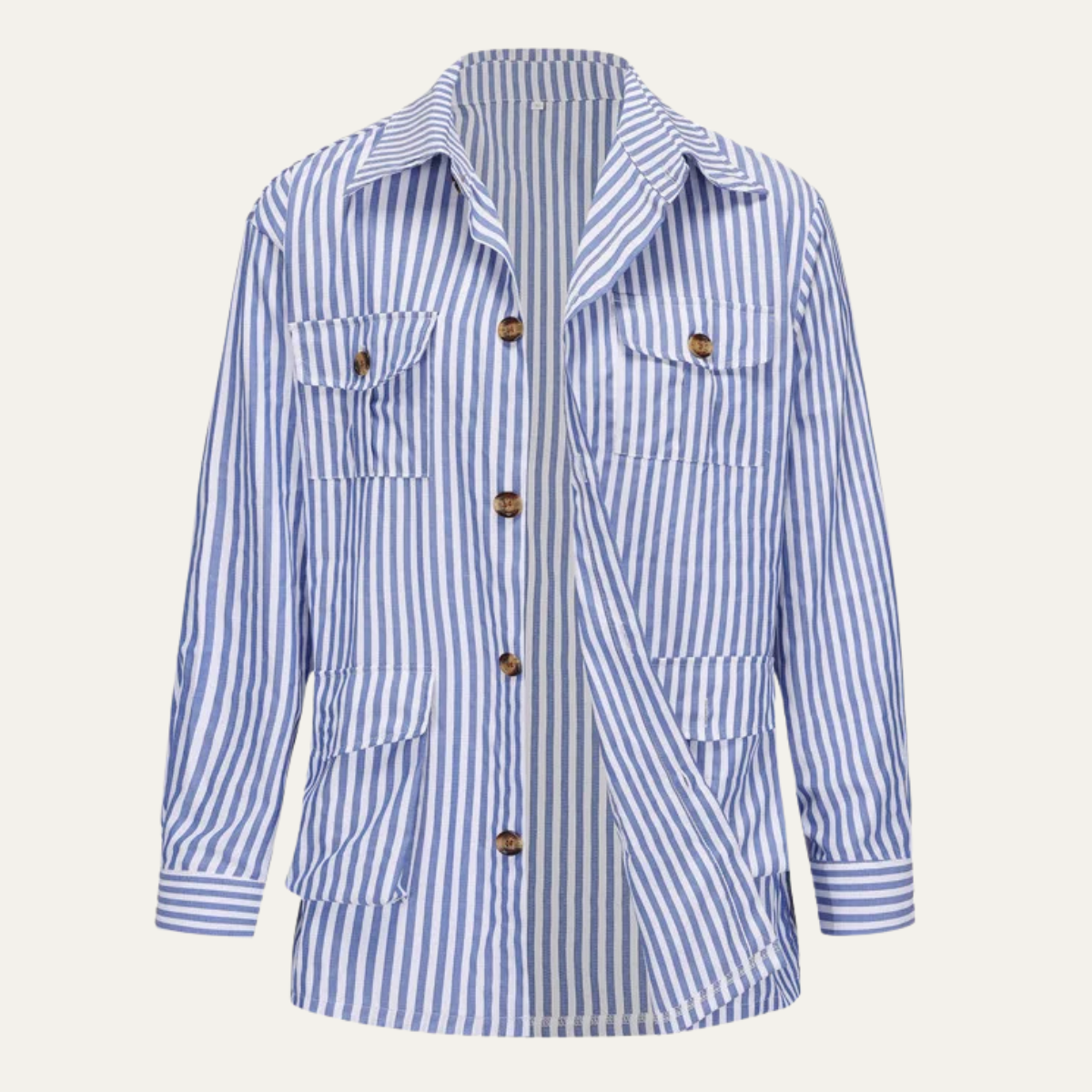 The Bramblewood Men’s Streetwear Striped Button-Down Shirt with Pockets – view 8