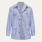 The Bramblewood Men’s Streetwear Striped Button-Down Shirt with Pockets – view 8