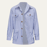 The Bramblewood Men’s Streetwear Striped Button-Down Shirt with Pockets – view 8