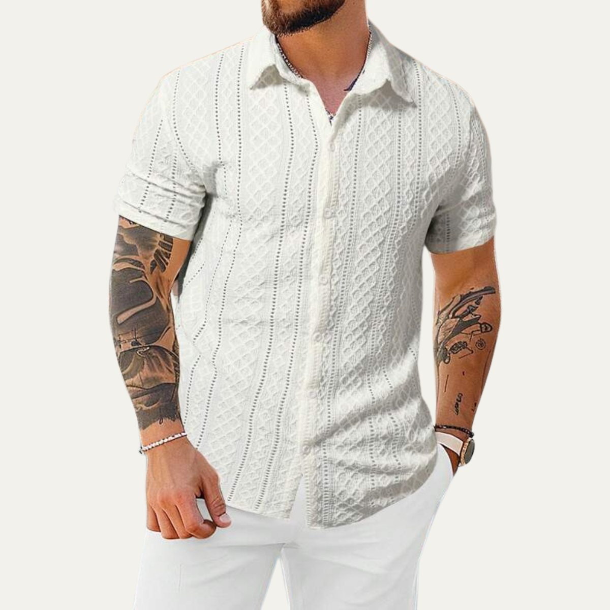 The Timberlake Ridge Men’s Casual Textured Button-Up Shirt – view 8