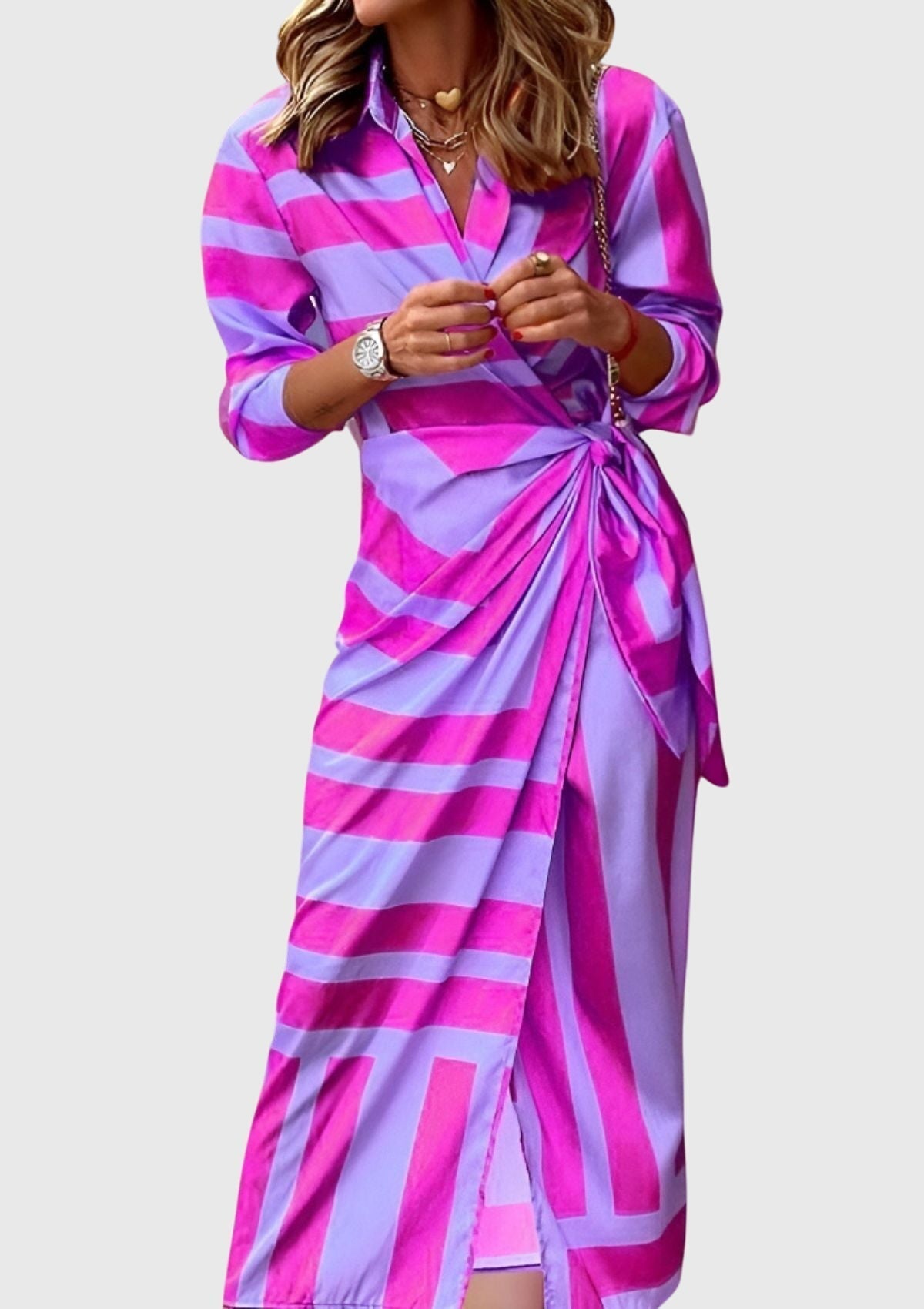 Everly | Elegant Wrap Dress with Print – view 12