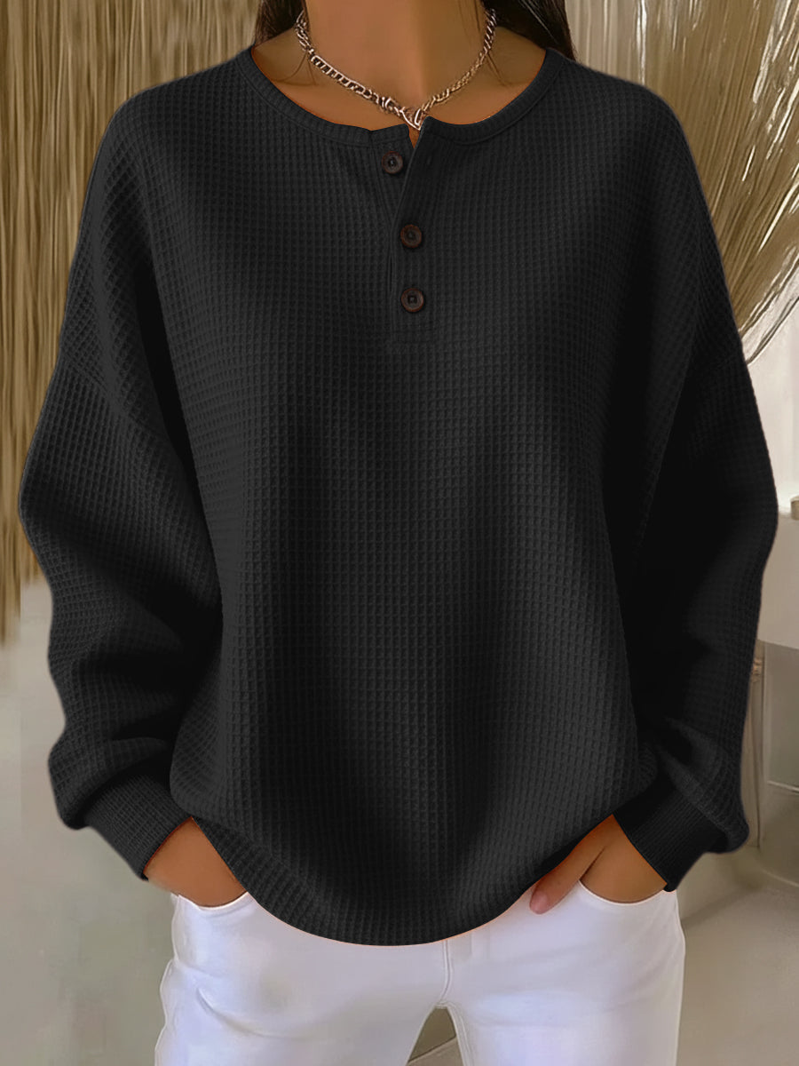 Mirabel waffle henley sweatshirt, fourth colourway | Ellie Dublin