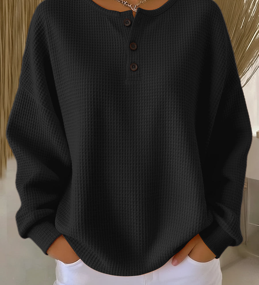 Mirabel waffle henley sweatshirt, fourth colourway | Ellie Dublin