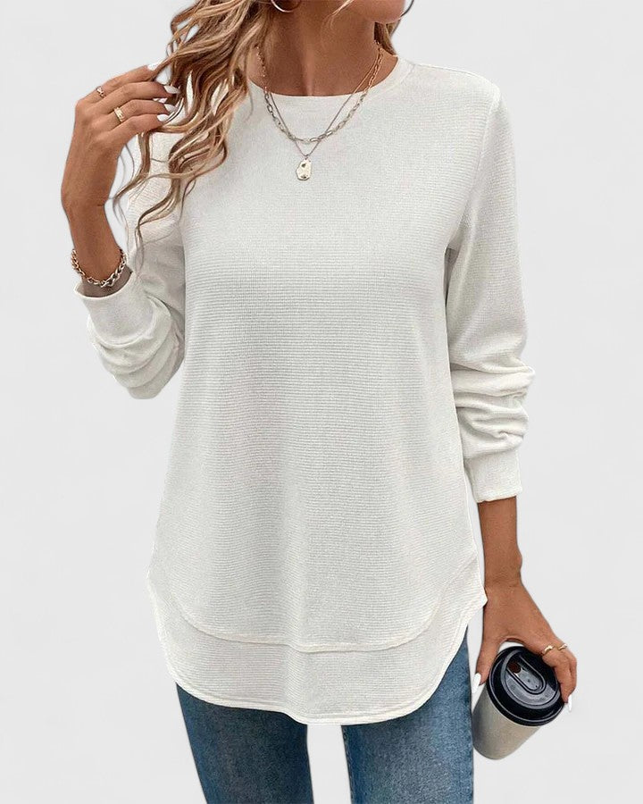 Céline | Chic Long Sleeve Top with Elegant Round Neck – view 7