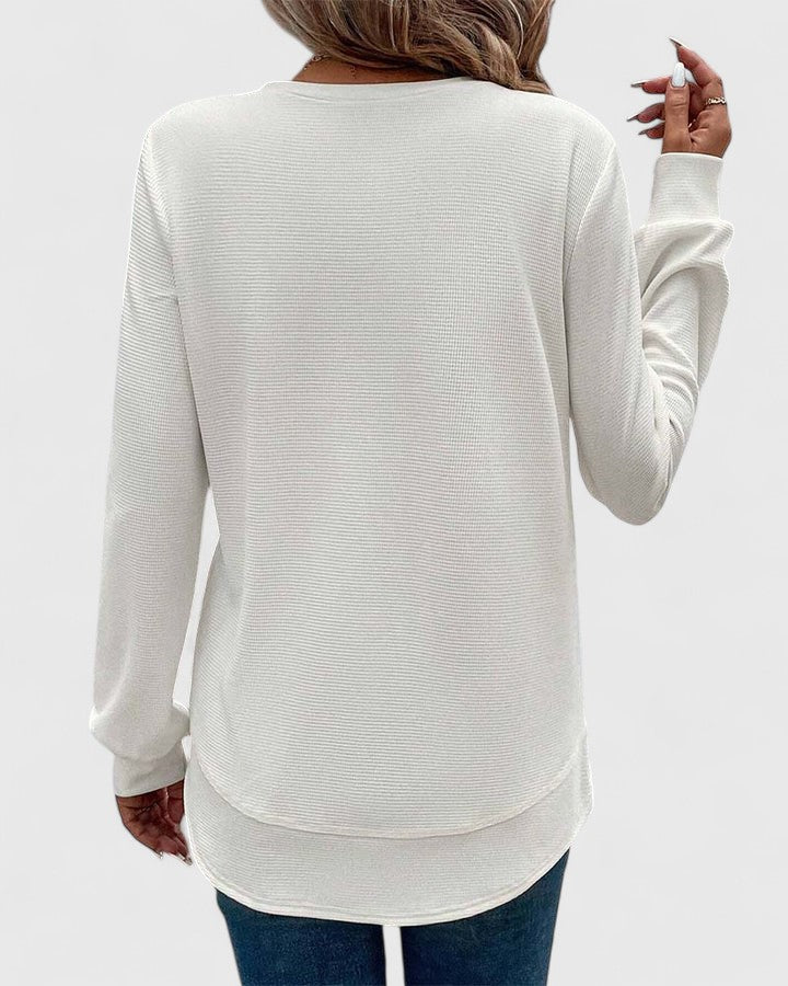 Céline | Chic Long Sleeve Top with Elegant Round Neck – view 5