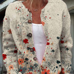 Vintage flower art print buttoned cardigan for women | Ellie Dublin
