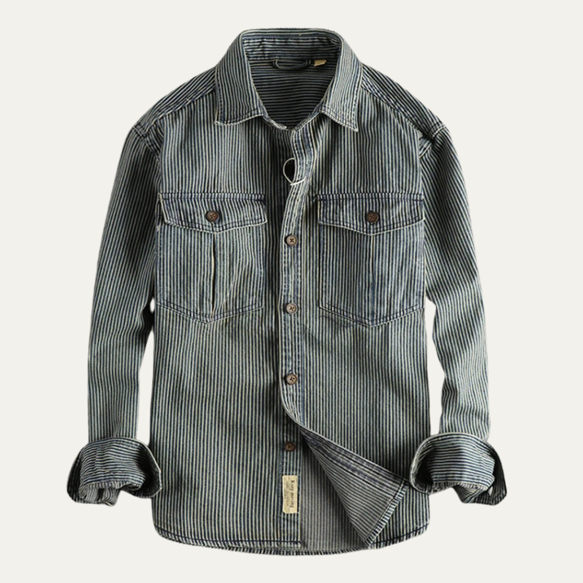 The Ridgepark Men’s Casual Vintage Striped Denim Shirt Jacket – view 3