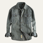 The Ridgepark Men’s Casual Vintage Striped Denim Shirt Jacket – view 3