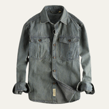 The Ridgepark Men’s Casual Vintage Striped Denim Shirt Jacket – view 3