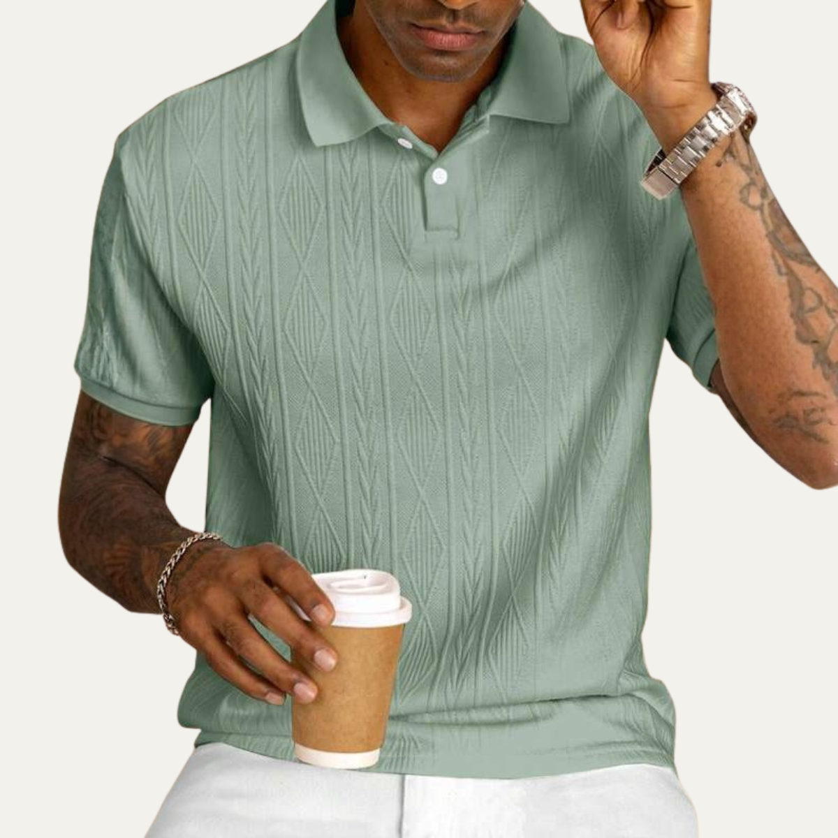 The Ridgebrook Men’s Textured Button Up Casual Polo Shirt – view 9
