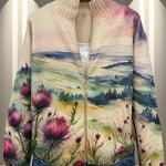 Siofra tartan landscape zip cardigan for women | Ellie Dublin