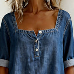 Marceline | Square Collar Denim Shirt – view 5