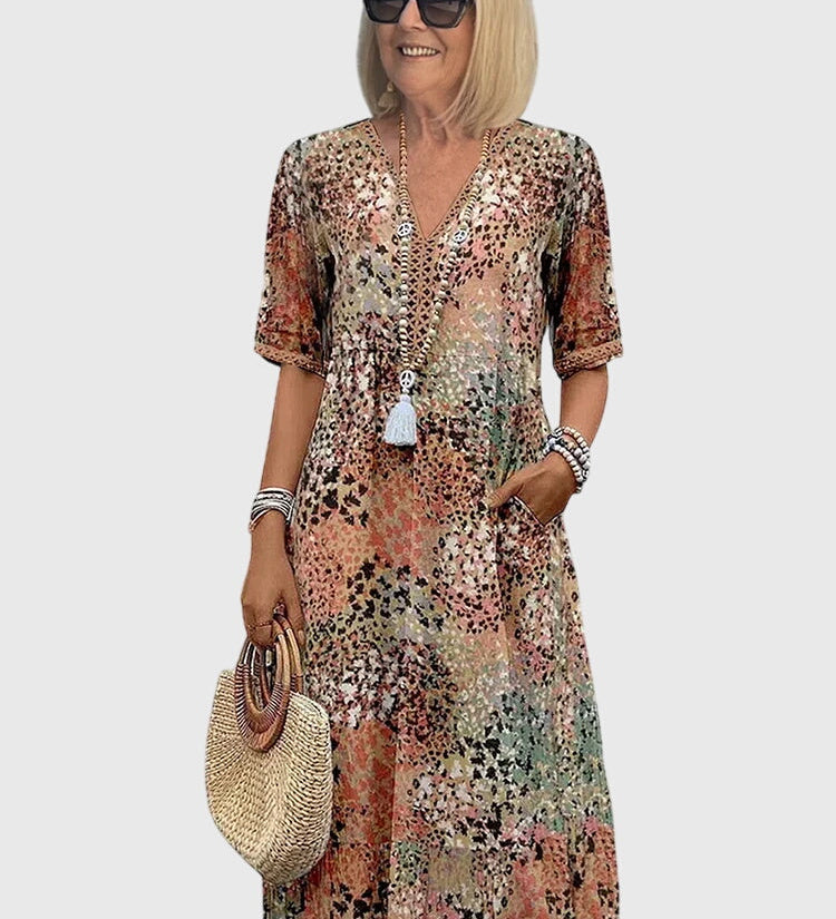 Yvonna | Elegant Floral Midi Dress