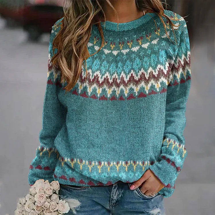 Regina | Vintage-Inspired Wave Pattern Knit Sweater – view 2
