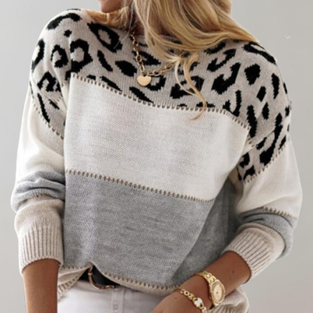 Diane | Leopard-Accent Knit Sweater – view 3