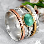 Coco - Antique Gold and Silver Turquoise Ring – view 2