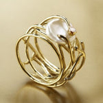 Samira - Elegant Gold Ring with Pearl Accents – view 2