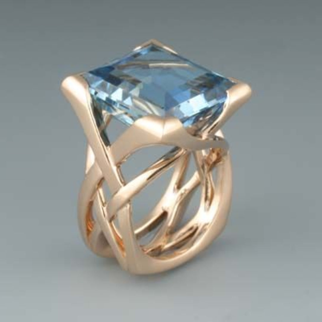 Vintage Blue Zirconium Rose Gold Ring – view 2