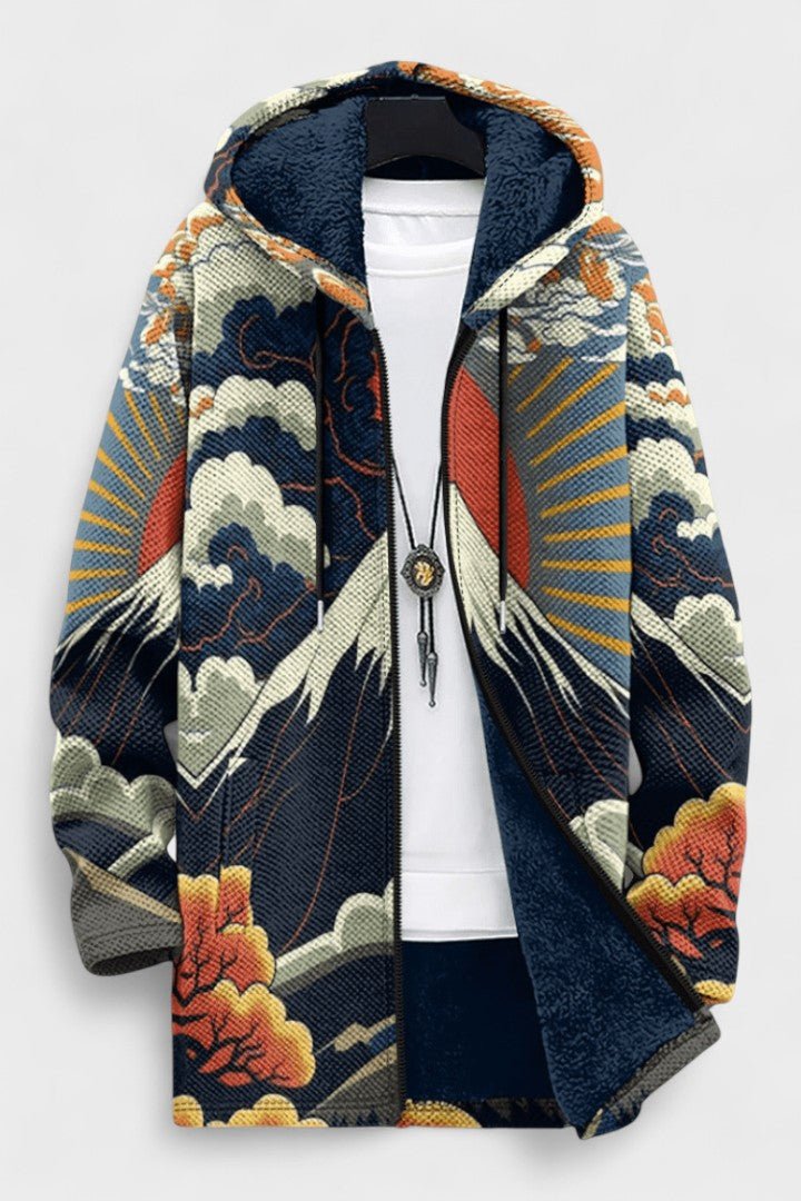 Sorcha Japanese-inspired landscape hooded cardigan | Ellie Dublin