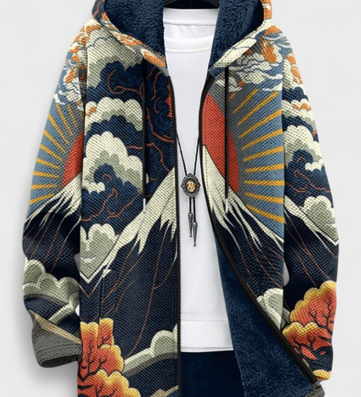 Sorcha Japanese-inspired landscape hooded cardigan | Ellie Dublin