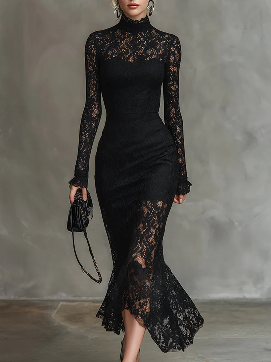 Jeanne | Elegant Lace Maxi Dress with Mermaid Hem – view 2