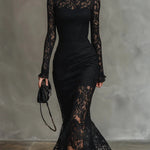 Jeanne | Elegant Lace Maxi Dress with Mermaid Hem – view 2